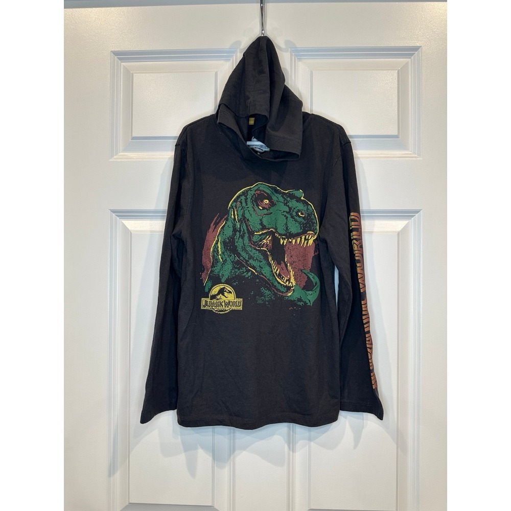 Jurassic Worls Boys Long Sleeve Hooded Shirt Size M